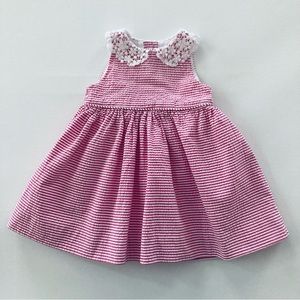 Ralph Lauren Baby Girl 6 Months Pink Stripe Dress Spring Summer Preppy